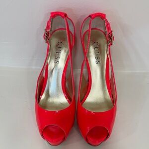 Guess Women's Vibrant Pink Peep Toe Heels